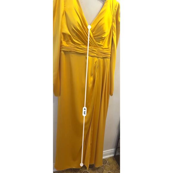 Mac Duggal 12404 FAUX WRAP  A LINE GOWN Formal Dress in Marigold size 14 - Picture 6 of 16